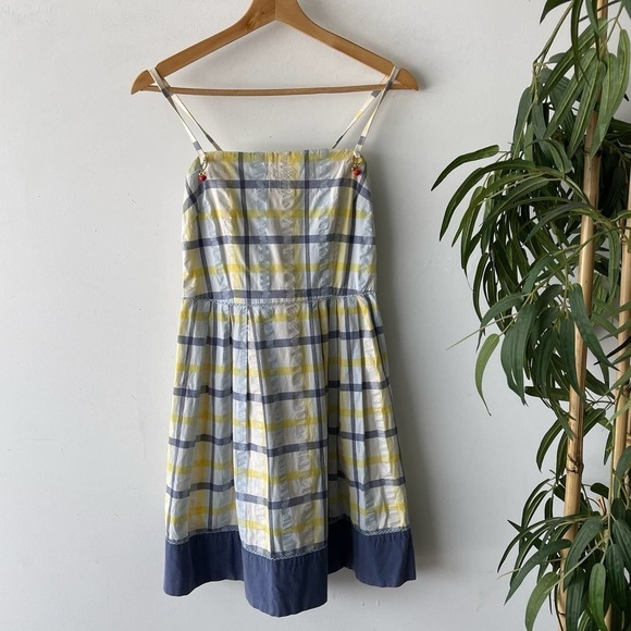 Juicy Couture Dress Womens Small Blue Plaid Cottage Boho Summer Picnic Retro - Picture 1 of 8